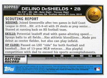 2010 Bowman Draft Picks & Prospects - Prospects #BDPP83 Delino DeShields Back