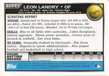2010 Bowman Draft Picks & Prospects - Prospects #BDPP7 Leon Landry Back