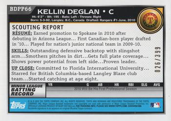 2010 Bowman Draft Picks & Prospects - Prospects Blue #BDPP66 Kellin Deglan Back
