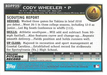 2010 Bowman Draft Picks & Prospects - Prospects Gold #BDPP35 Cody Wheeler Back