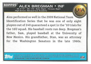 2010 Bowman Draft Picks & Prospects - Prospects Gold #BDPP95 Alex Bregman Back