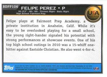 2010 Bowman Draft Picks & Prospects - Prospects Gold #BDPP106 Felipe Perez Back