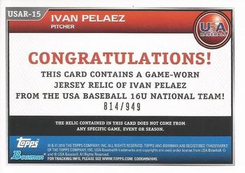 2010 Bowman Draft Picks & Prospects - USA Baseball Jerseys #USAR-15 Ivan Pelaez Back