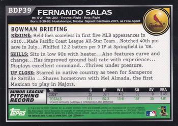 2010 Bowman Draft Picks & Prospects - Chrome #BDP39 Fernando Salas Back