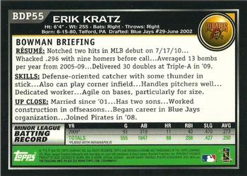 2010 Bowman Draft Picks & Prospects - Chrome #BDP55 Erik Kratz Back