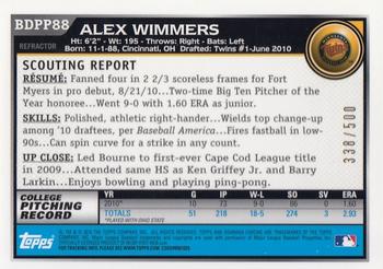 2010 Bowman Draft Picks & Prospects - Chrome Prospect Autographs Refractors #BDPP88 Alex Wimmers Back