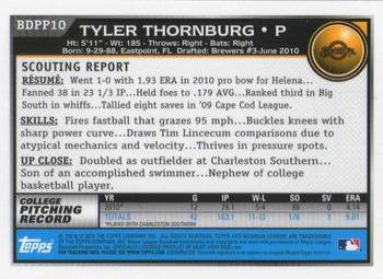 2010 Bowman Draft Picks & Prospects - Chrome Prospects #BDPP10 Tyler Thornburg Back