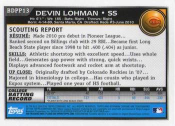 2010 Bowman Draft Picks & Prospects - Chrome Prospects #BDPP13 Devin Lohman Back