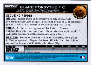 2010 Bowman Draft Picks & Prospects - Chrome Prospects #BDPP20 Blake Forsythe Back
