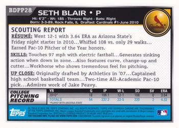 2010 Bowman Draft Picks & Prospects - Chrome Prospects #BDPP28 Seth Blair Back