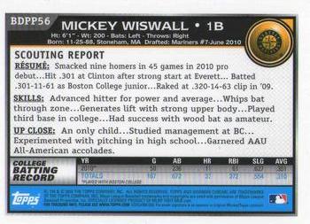2010 Bowman Draft Picks & Prospects - Chrome Prospects #BDPP56 Mickey Wiswall Back