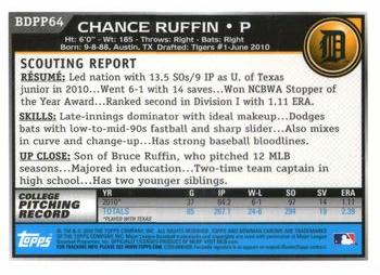 2010 Bowman Draft Picks & Prospects - Chrome Prospects #BDPP64 Chance Ruffin Back