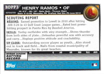 2010 Bowman Draft Picks & Prospects - Chrome Prospects Refractors #BDPP3 Henry Ramos Back