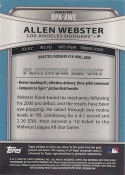 2010 Bowman Platinum - Prospect Autographs Refractors #BPA-AWE Allen Webster Back