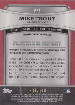 2010 Bowman Platinum - Prospects Gold Refractors Thick Stock #PP5 Mike Trout Back
