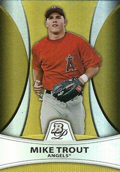 2010 Bowman Platinum - Prospects Gold Refractors Thick Stock #PP5 Mike Trout Front