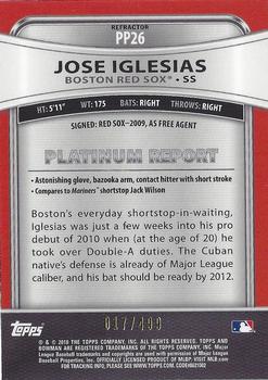 2010 Bowman Platinum - Prospects Green Refractors #PP26 Jose Iglesias Back