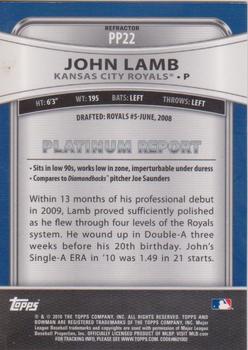 2010 Bowman Platinum - Prospects Purple Refractors #PP22 John Lamb Back