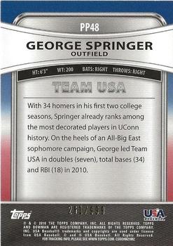 2010 Bowman Platinum - Prospects Refractors Thick Stock #PP48 George Springer Back