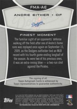 2010 Finest - Finest Moments Autographs #FMA-AE Andre Ethier Back