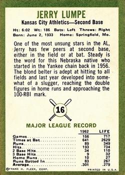 1963 Fleer #16 Jerry Lumpe Back