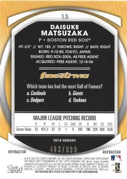 2010 Finest - Refractors #13 Daisuke Matsuzaka Back