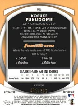 2010 Finest - Refractors #98 Kosuke Fukudome Back