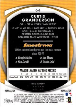 2010 Finest - Refractors Green #64 Curtis Granderson Back