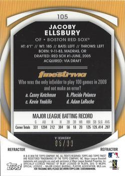 2010 Finest - Refractors Green #105 Jacoby Ellsbury Back