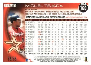 2010 Topps - Black Border #160 Miguel Tejada Back