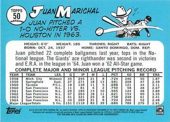 2010 Topps - The Cards Your Mom Threw Out (Original Back) #50 Juan Marichal Back
