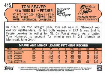 2010 Topps - The Cards Your Mom Threw Out (Original Back) #445 Tom Seaver Back