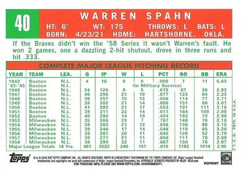2010 Topps - The Cards Your Mom Threw Out (Original Back) #40 Warren Spahn Back