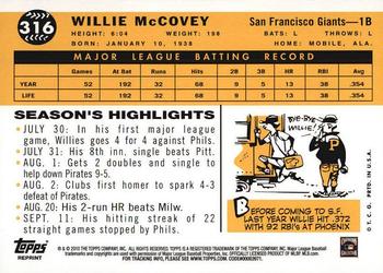 2010 Topps - The Cards Your Mom Threw Out (Original Back) #316 Willie McCovey Back