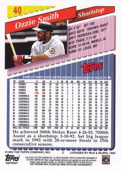 2010 Topps - The Cards Your Mom Threw Out (Original Back) #40 Ozzie Smith Back