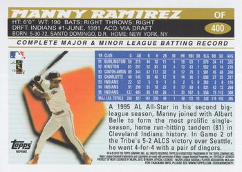 2010 Topps - The Cards Your Mom Threw Out (Original Back) #400 Manny Ramirez Back