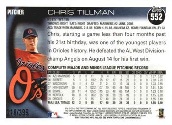 2010 Topps - Copper #552 Chris Tillman Back