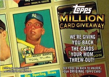 2010 Topps - Million Card Giveaway #TMC-15 Mickey Mantle Front