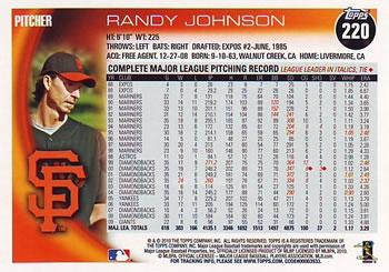 2010 Topps - Black #220 Randy Johnson Back