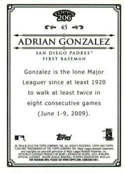 2010 Topps 206 - Bronze #45 Adrian Gonzalez Back