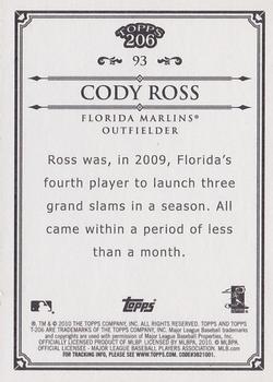 2010 Topps 206 - Bronze #93 Cody Ross Back