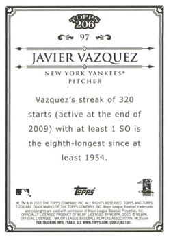 2010 Topps 206 - Bronze #97 Javier Vazquez Back