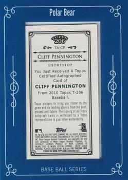 2010 Topps 206 - Mini Framed Autographs Polar Bear #TA-CP Cliff Pennington Back
