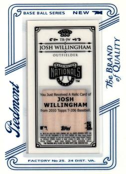 2010 Topps 206 - Mini Framed Relics Piedmont #TR-JW Josh Willingham Back