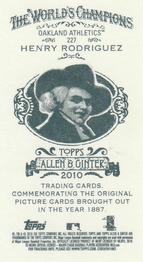 2010 Topps Allen & Ginter - Mini A & G Back #227 Henry Rodriguez Back