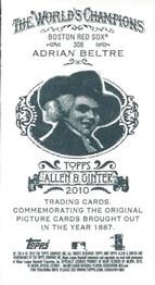 2010 Topps Allen & Ginter - Mini A & G Back #308 Adrian Beltre Back