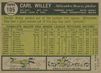 2010 Topps Heritage - 50th Anniversary Buybacks #105 Carl Willey Back