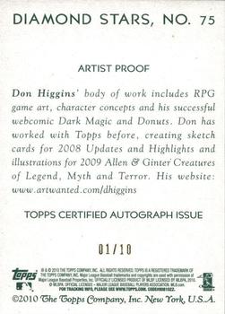 2010 Topps National Chicle - Artist's Proof Signatures #75 Kendry Morales / Don Higgins Back