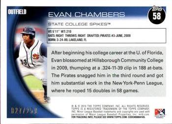 2010 Topps Pro Debut - Blue #58 Evan Chambers Back