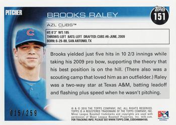 2010 Topps Pro Debut - Blue #151 Brooks Raley Back